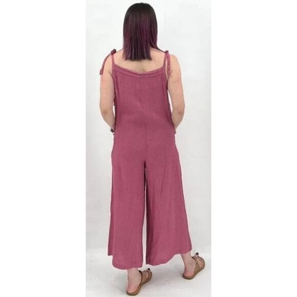 Meo Meli Natural 100% Linen Ties Pockets Boho Lagenlook Jumpsuit - Italy - Picture 8 of 8